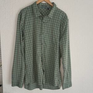 Toad&Co Green Plaid Mens Long Sleeve Shirt Zipper Pocket Stretchy Outdoor Preppy